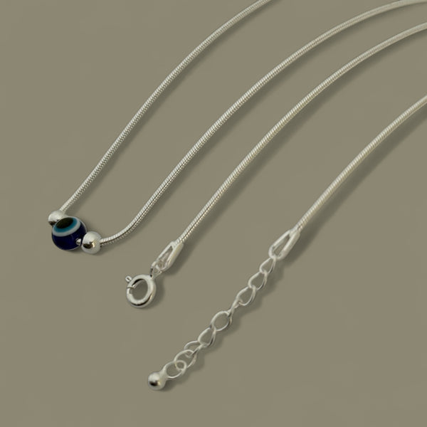 Evil Eye Snake Chain Anklet – 925 Silver, 7.5g Girls, Daily Wear