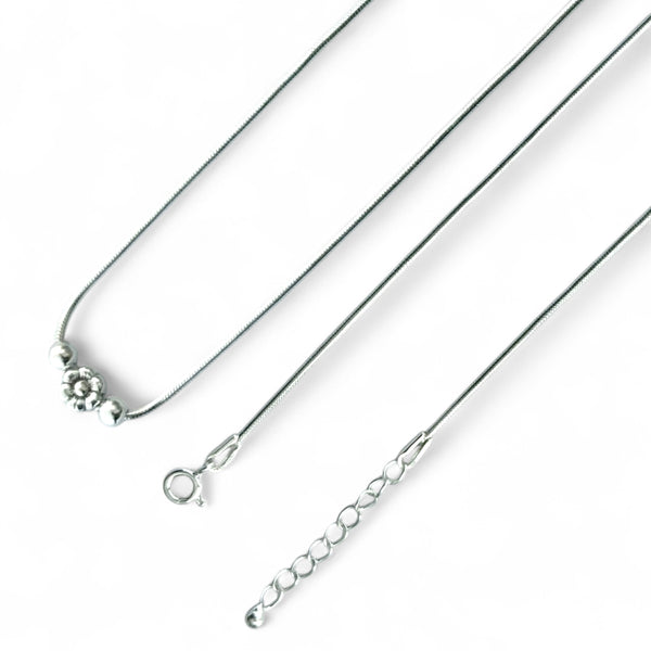 Flower Bead Snake Chain Anklet – 925 Silver, 8.5g Girls, Daily Wear