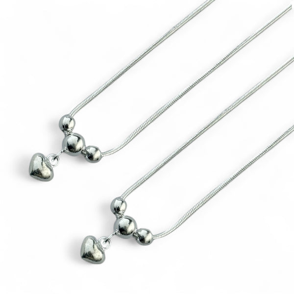Heart Charm Snake Chain Anklet – 925 Silver, 9.5g Girls, Daily Wear