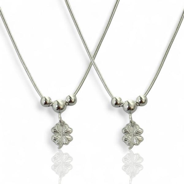 Leaf Charm Snake Chain Anklet – 925 Silver, 8.6g Girls, Daily Wear