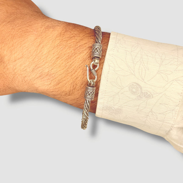 Premium Men’s Bracelet - 925 Sterling Silver, 31g, Intricate Rope Chain