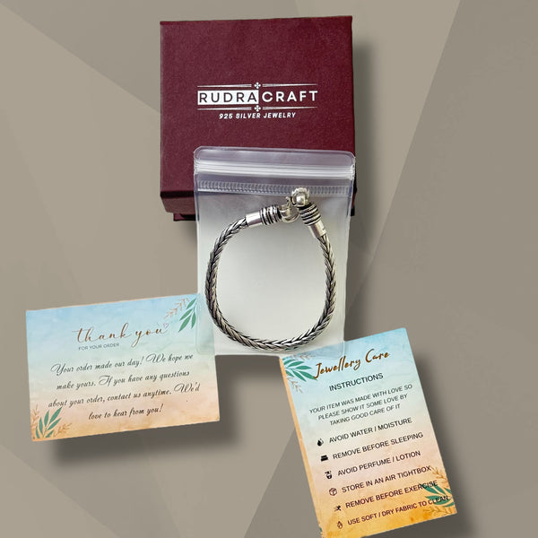 Men’s Wheat Chain Bracelet – 925 Silver, 32.2g Heavy Oxidised