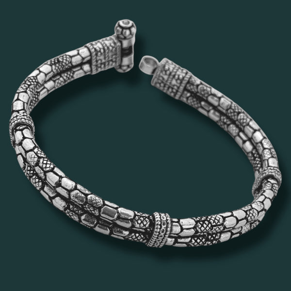 925 Silver Men’s Bracelet – Oxidised Ethnic Design, 33.5g
