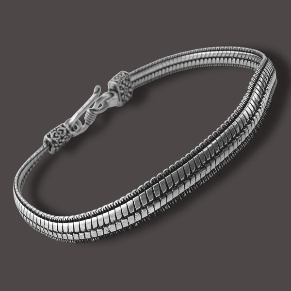 Sleek Men’s Bracelet - 925 Sterling Silver, 16.5g, Double-Line Minimalist