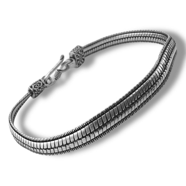 Sleek Men’s Bracelet - 925 Sterling Silver, 16.5g, Double-Line Minimalist