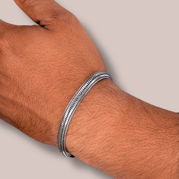 Sleek Men’s Bracelet - 925 Sterling Silver, 16.5g, Double-Line Minimalist