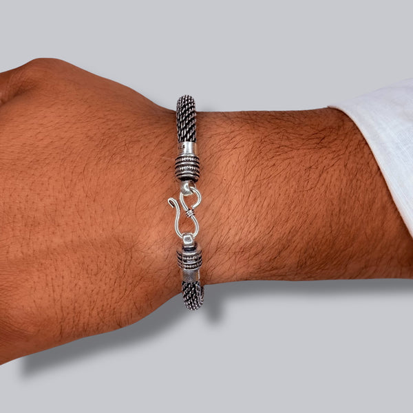 Men’s Bracelet - 925 Sterling Silver, 27.5g, Woven Chain