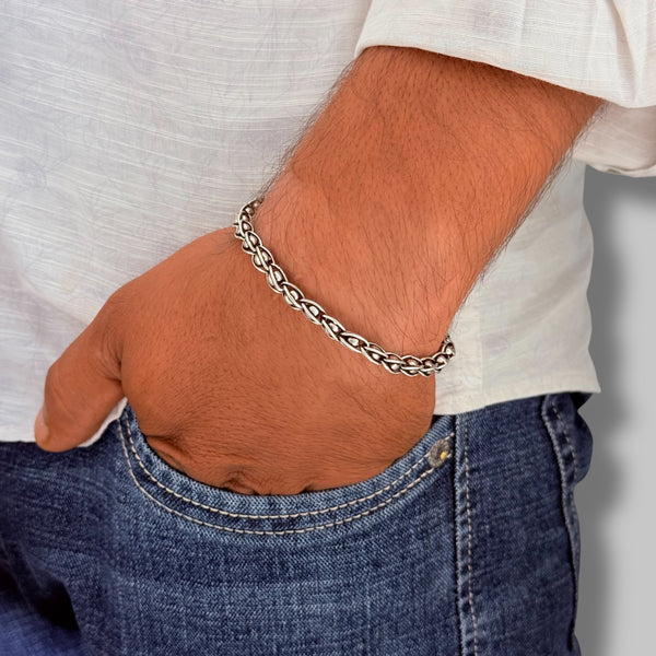 Men’s Rope Chain Bracelet – 925 Silver, 20g Oxidised Daily Wear