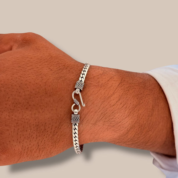Men’s Oxidised Flat Chain Bracelet – 925 Silver, 11.5g Daily & Party Wear