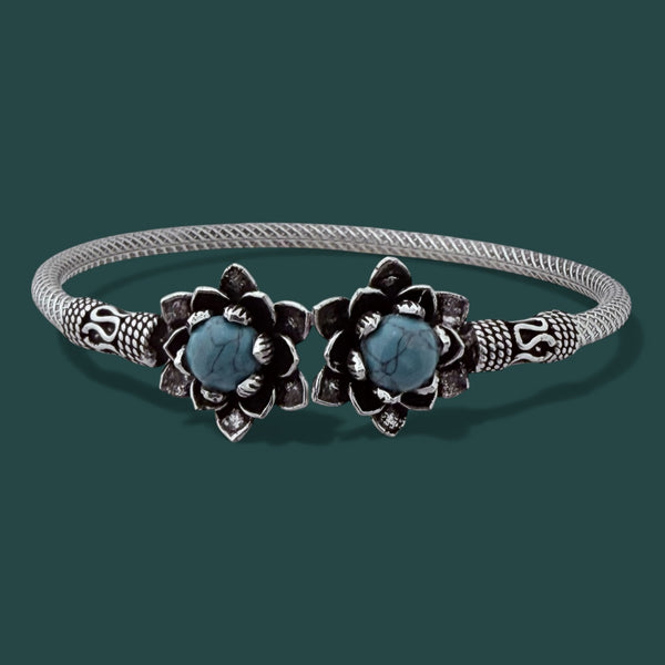 Lotus Firoza Kada – 925 Silver Adjustable Bracelet for Girls & Women
