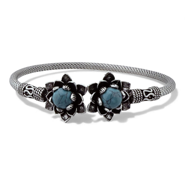 Lotus Firoza Kada – 925 Silver Adjustable Bracelet for Girls & Women