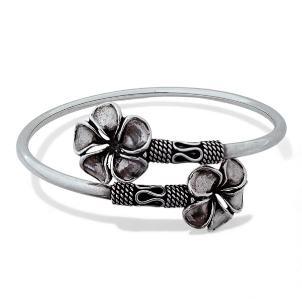 Thai Flower Kada – Imported 925 Silver Adjustable Bracelet, 12.4g
