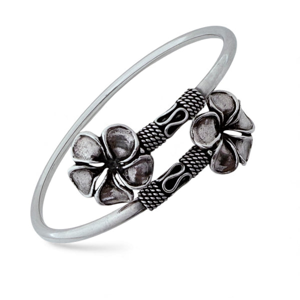 Thai Flower Kada – Imported 925 Silver Adjustable Bracelet, 12.4g