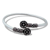Flower Kada – 925 Silver Adjustable Bracelet, 12.2g Dual Flower Motif