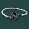 Flower Kada – 925 Silver Adjustable Bracelet, 12.2g Dual Flower Motif