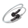 Flower Kada – 925 Silver Adjustable Bracelet, 12.2g Dual Flower Motif