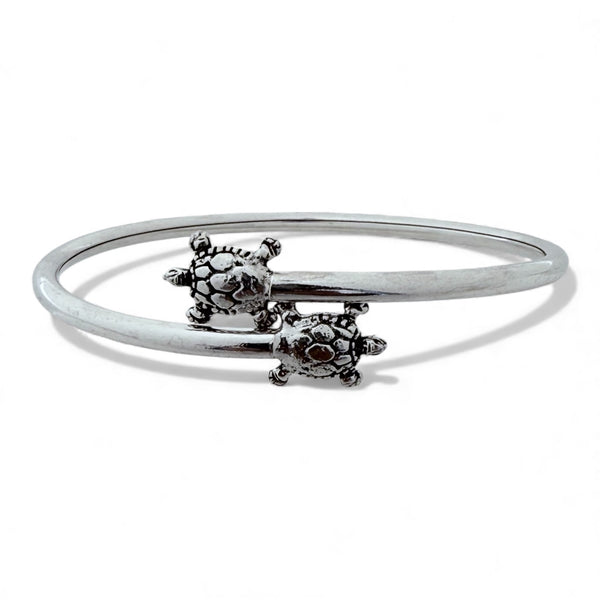 Turtle Kada – 925 Silver Adjustable Bracelet, 13g, Dual Turtle Motif
