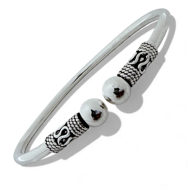 Round Ball Kada – 925 Silver Adjustable Bracelet, 12.5g