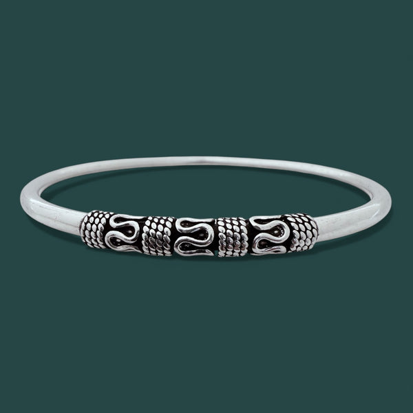 Round Ball Kada – 925 Silver Adjustable Bracelet, 13 g