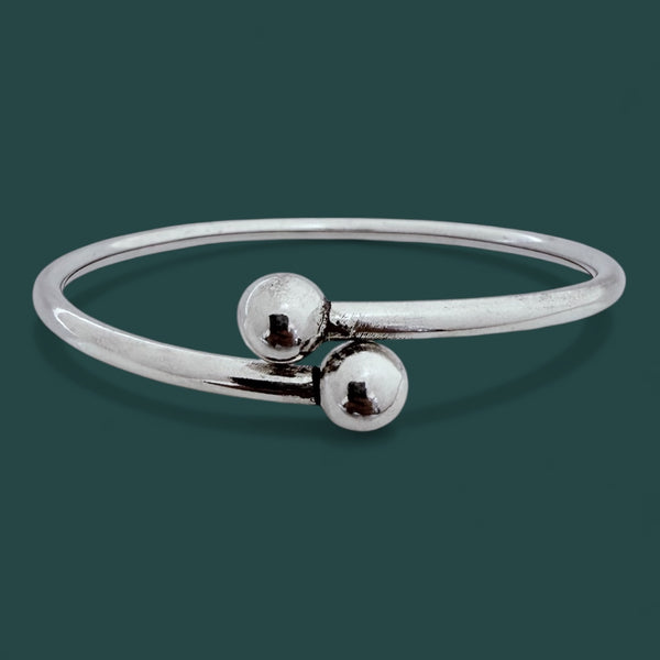 Round Ball Kada – 925 Silver Adjustable Bracelet, 11.9g