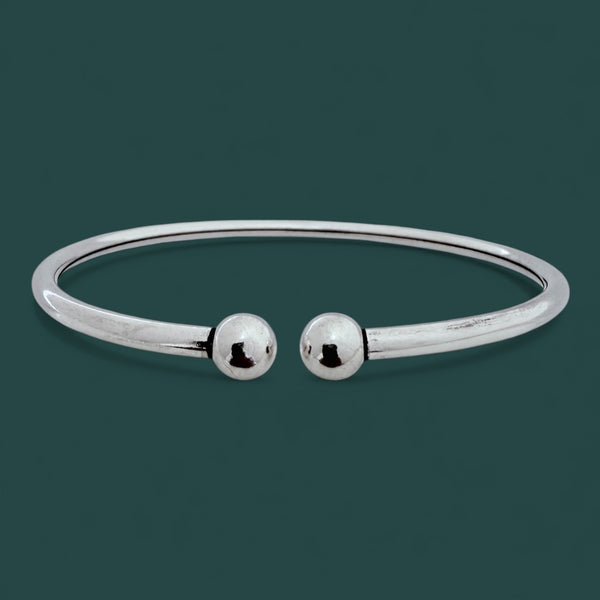 Round Ball Kada – 925 Silver Adjustable Bracelet, 8.5g