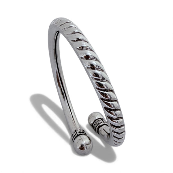 Twist Ball Kada – 925 Silver Adjustable Bracelet for Men & Women, 27g