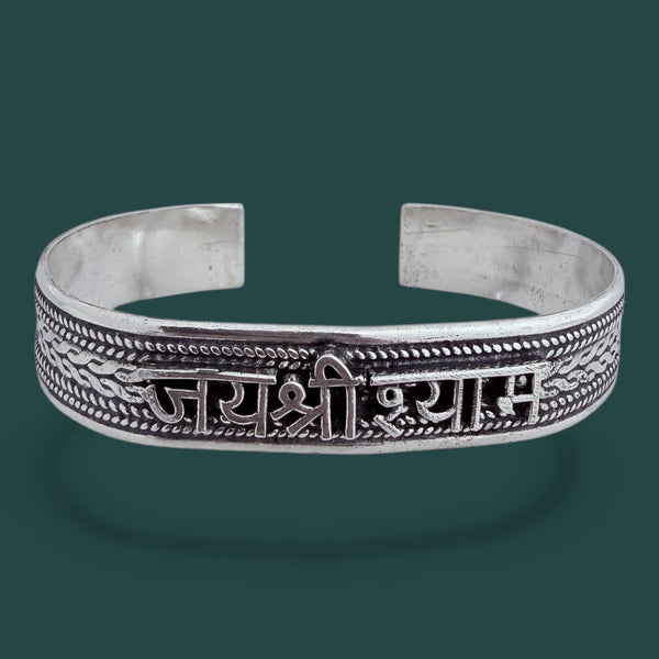 Jai Shree Shyam Khatu Shyam Kada – 925 Silver Antique Oxidised Bracelet, 31g Unisex