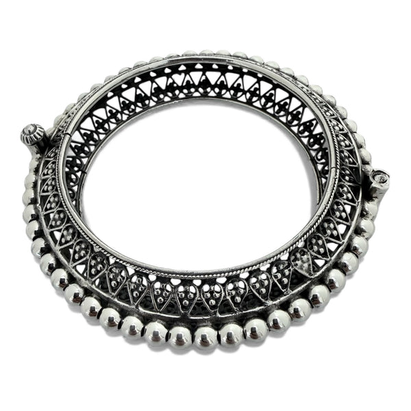 Royal Rajputi Openable Kada – 925 Silver, 64g Handmade Single Bangle