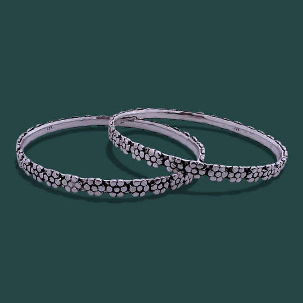 Lightweight Floral Bangle – 925 Silver, 31g Handmade Daily & Party Wear