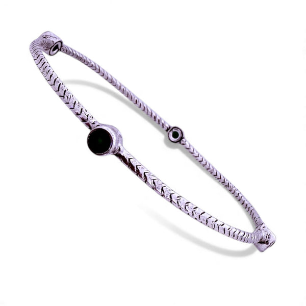 Antique Red Green Cut Stone Bangle – 925 Silver, 13.5g Daily Wear (Women & Girls)