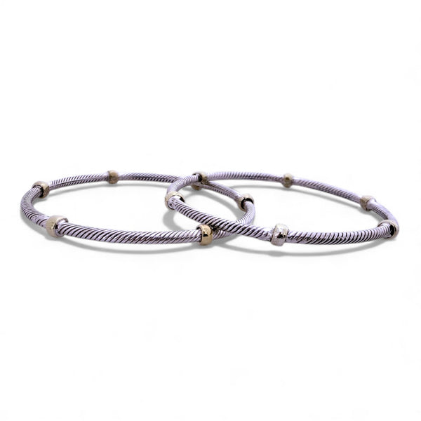 Oxidised Twist Bangle with Gold Beads – 925 Silver, 22g Daily & Party Wear