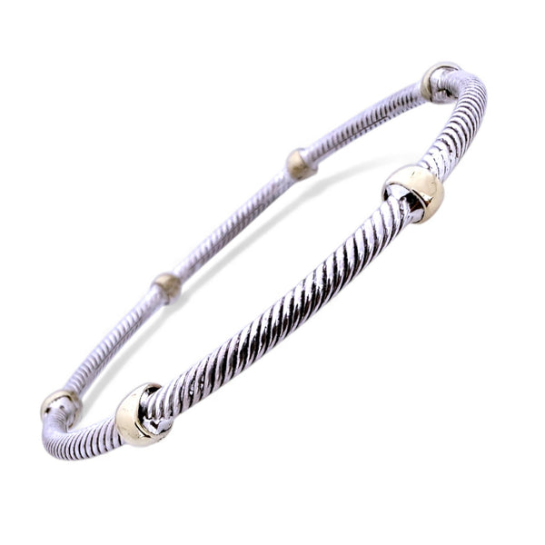 Oxidised Twist Bangle with Gold Beads – 925 Silver, 22g Daily & Party Wear