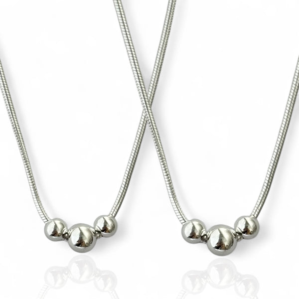 Three Ball Snake Chain Anklet – 925 Silver, 7.7g Lightweight, Girls, Daily Wear