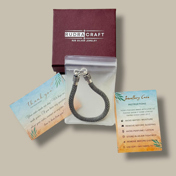 Men’s Bracelet - 925 Sterling Silver, 27.5g, Woven Chain