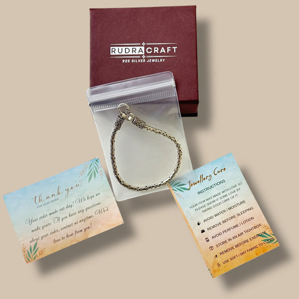 Men’s Fancy Box Chain Bracelet – 925 Silver, 21.7g Oxidised Heavy Design