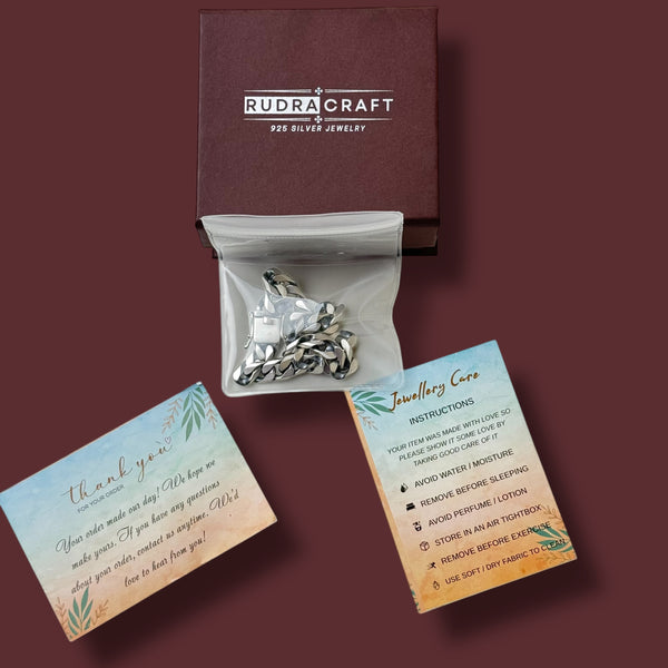 Matte Finish Turkish Bracelet for Men - 35.5g Imported Silver Curb Chain