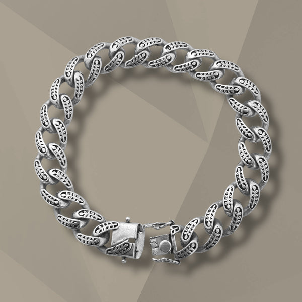 925 Silver Men’s Bracelet – Antique Oxidised Finish, 44.6g