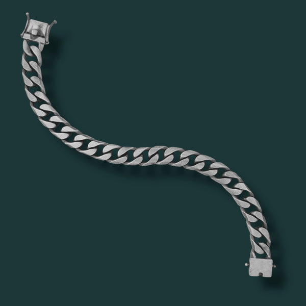 Matte Finish Turkish Bracelet for Men - 35.5g Imported Silver Curb Chain