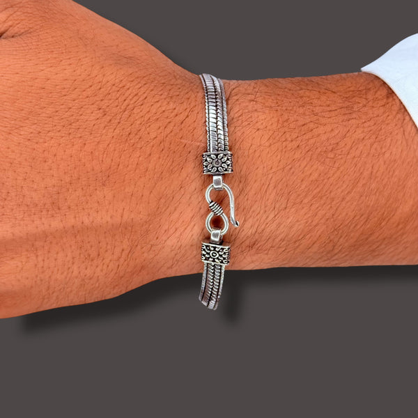 Sleek Men’s Bracelet - 925 Sterling Silver, 16.5g, Double-Line Minimalist