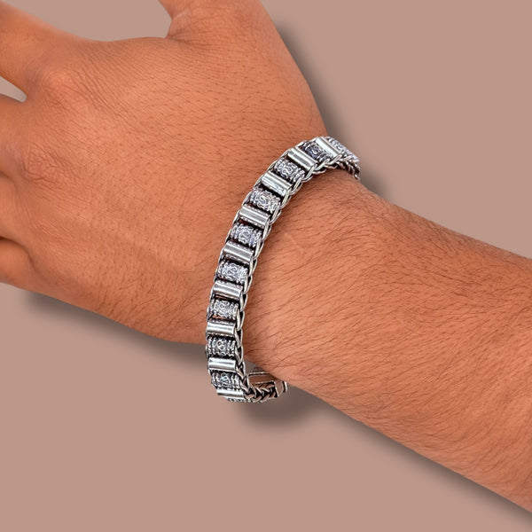 Heavy Antique Men’s Bracelet - 925 Sterling Silver, 44g, Bold Square Links