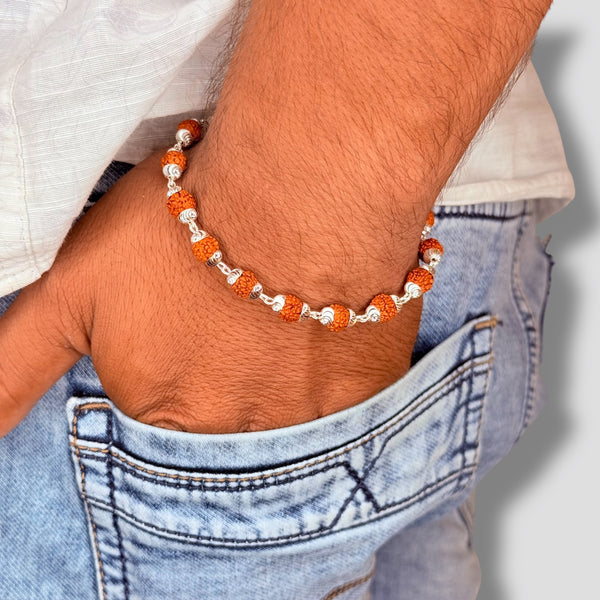 Rudraksha Shiva Blessing Silver Bracelet – 6.6g Spiritual Energy for All