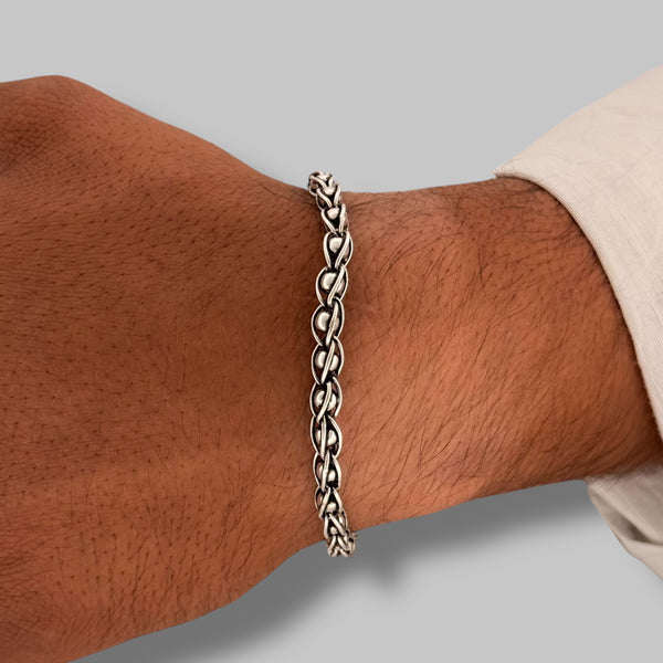 Men’s Rope Chain Bracelet – 925 Silver, 20g Oxidised Daily Wear