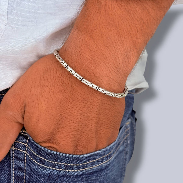 Men’s Fancy Box Chain Bracelet – 925 Silver, 21.7g Oxidised Heavy Design