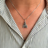 Standing Krishna Pendant with Cow, Playing Flute, Oxidized 925 Sterling Silver, 30mm x 15mm | Rudra Craft