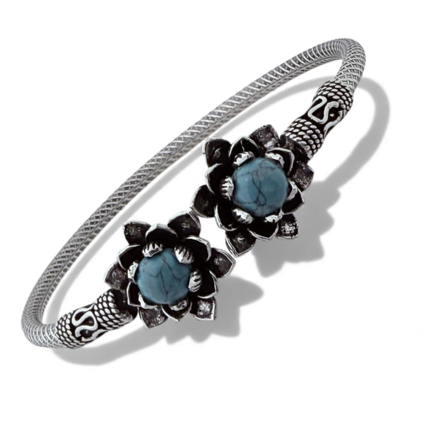 Lotus Firoza Kada – 925 Silver Adjustable Bracelet for Girls & Women