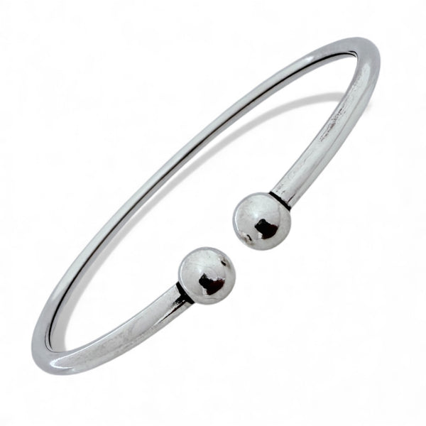 Round Ball Kada – 925 Silver Adjustable Bracelet, 8.5g