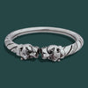 Lion Face Kada – 925 Silver Hollow Twist Adjustable Bracelet, 31.5g Oxidised Antique (Unisex)