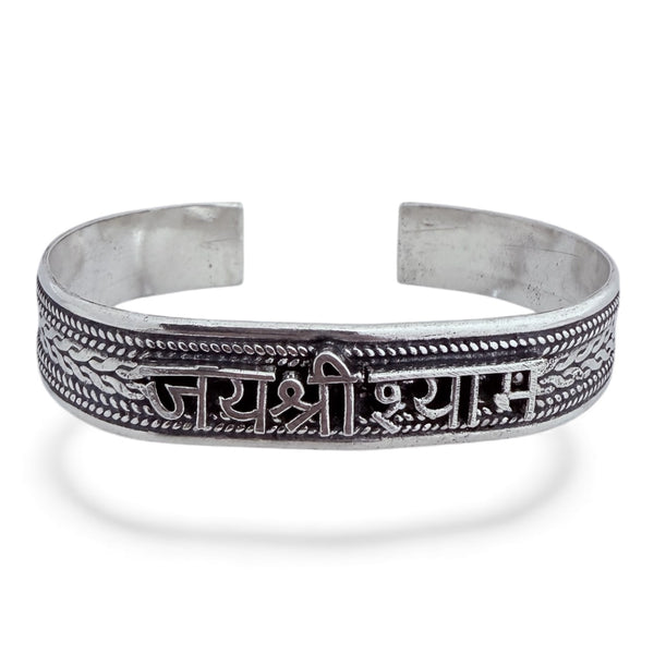 Jai Shree Shyam Khatu Shyam Kada – 925 Silver Antique Oxidised Bracelet, 31g Unisex